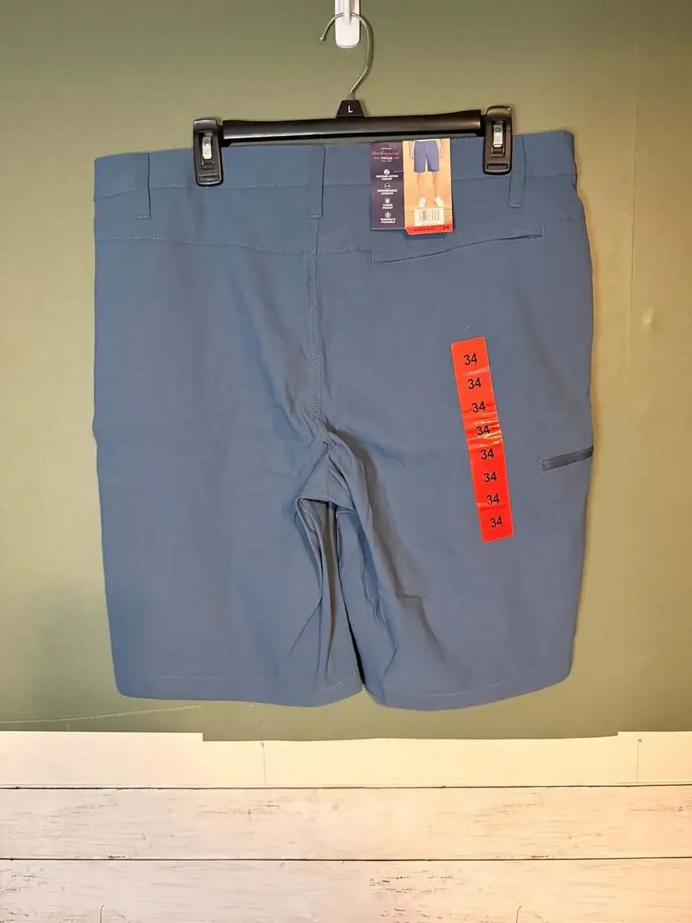 NWT‎ Weatherproof Vintage Cargo Shorts Men's Size 34 Blue Performance Stretch
